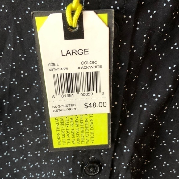 NEW Broken Threads Size Large Button Down Shirt Collared Black - Picture 3 of 7